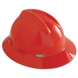 MSA V-Gard® Protective Hats, Fas-Trac Ratchet, Slotted Cap, Orange