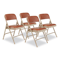 National Public Seating 1200 Series Vinyl Dual-Hinge Folding Chair, Supports 500 lb, Honey Brown Seat/Back, Beige Base, 4/CT
