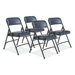 National Public Seating 1200 Series Vinyl Dual-Hinge Folding Chair, Supports 500 lb, 17.75 in Seat Ht, Dark Midnight Blue, 4/CT