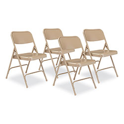 National Public Seating 200 Series Premium All-Steel Double Hinge Folding Chair, Supports 500 lb, 17.25 in Seat Ht, Beige, 4/CT