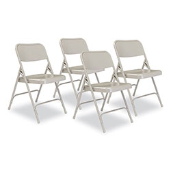 National Public Seating 200 Series Premium All-Steel Double Hinge Folding Chair, Supports 500 lb, 17.25 in Seat Ht, Gray, 4/CT