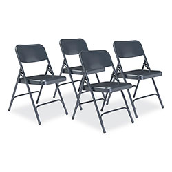 National Public Seating 200 Series Premium All-Steel Double Hinge Folding Chair, Supports 500 lb, 17.25 in Seat Ht, Blue, 4/CT