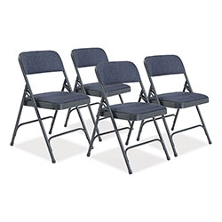 National Public Seating 2200 Series Fabric Dual-Hinge Folding Chair, Supports 500 lb, Royal Blue Seat/Back, Char-Blue Base,4/CT