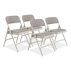 National Public Seating 2200 Series Fabric Dual-Hinge Premium Folding Chair, Supports 500lb,Greystone Seat/Back,Gray Base,4/CT