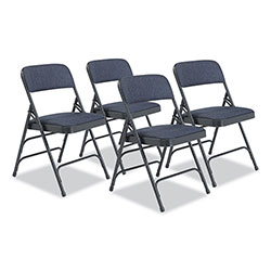 National Public Seating 2300 Series Deluxe Fabric Upholstered Triple Brace Folding Chair, Supports 500 lb, Imperial Blue, 4/CT
