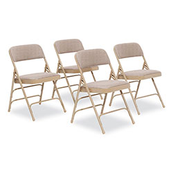 National Public Seating 2300 Series Fabric Triple Brace Double Hinge Premium Folding Chair, Supports 500 lb, Cafe Beige, 4/CT