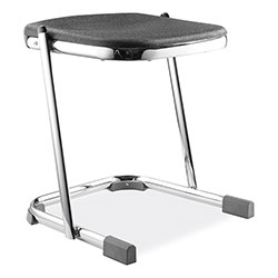 National Public Seating 6600 Series Elephant Z-Stool, Backless, Supports Up to 500lb, 18 in Seat Height, Black Seat, Chrome Frame