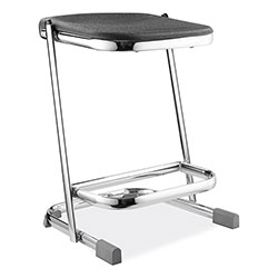 National Public Seating 6600 Series Elephant Z-Stool, Backless, Supports Up to 500lb, 22 in Seat Height, Black Seat, Chrome Frame