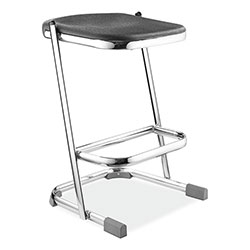 National Public Seating 6600 Series Elephant Z-Stool, Backless, Supports Up to 500lb, 24 in Seat Height, Black Seat, Chrome Frame