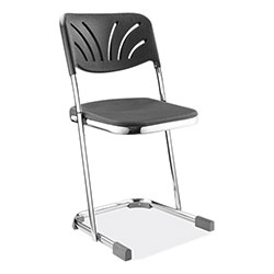 National Public Seating 6600 Series Elephant Z-Stool With Backrest, Supports 500 lb, 18 in Seat Ht, Black Seat/Back, Chrome Frame