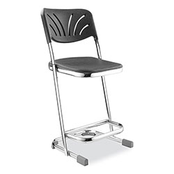 National Public Seating 6600 Series Elephant Z-Stool With Backrest, Supports 500 lb, 22 in Seat Ht, Black Seat/Back, Chrome Frame