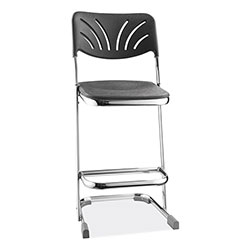 National Public Seating 6600 Series Elephant Z-Stool With Backrest, Supports 500 lb, 24 in Seat Ht, Black Seat/Back, Chrome Frame