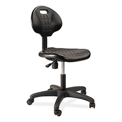 National Public Seating 6700 Series Polyurethane Adj Height Task Chair, Supports 300 lb, 16 in-21 in Seat Ht, Black Seat/Back/Base