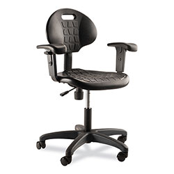 National Public Seating 6700 Series Polyurethane Adj Height Task Chair w/Arms, Supports 300lb, 16 in-21 in Seat Ht, Black Seat/Base