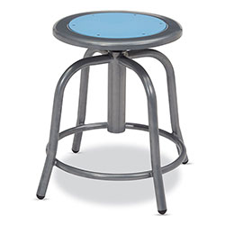 National Public Seating 6800 Series Height Adj Metal Seat Stool, Supports 300 lb, 18 in-24 in Seat Ht, Blueberry Seat, Gray Base
