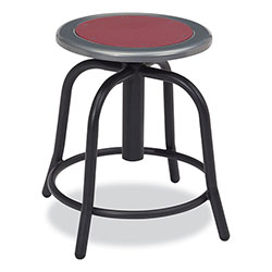 National Public Seating 6800 Series Height Adj Metal Seat Stool, Supports 300 lb, 18 in-24 in Seat Ht, Burgundy Seat, Black Base