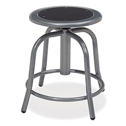 National Public Seating 6800 Series Height Adj Metal Seat Swivel Stool, Supports 300 lb, 18 in-24 in Seat Ht, Black Seat, Gray Base