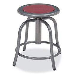 National Public Seating 6800 Series Height Adj Metal Seat Swivel Stool, Supports 300lb, 18 in-24 in Seat Ht,Burgundy Seat/Gray Base