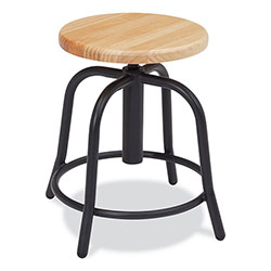 National Public Seating 6800 Series Height Adj Wood Seat Swivel Stool, Supports 300 lb, 19 in-25 in Seat Ht, Maple Seat/Black Base