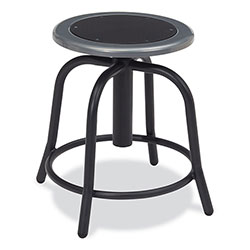 National Public Seating 6800 Series Height Adjustable Metal Seat Swivel Stool, Supports 300lb, 18 in-24 in Seat Ht, Black Seat/Base