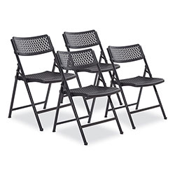 National Public Seating AirFlex Series Premium Poly Folding Chair, Supports 1000 lb, 17.25 in Seat Ht, Black Seat/Back/Base, 4/CT