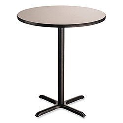 National Public Seating Cafe Table, 36 in Diameter x 42h, Round Top/X-Base, Gray Nebula Top, Black Base