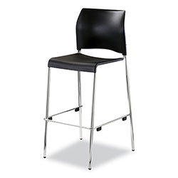 National Public Seating Cafetorium Bar Height Stool, Supports Up to 500lb, 31 in Seat Height, Black Seat, Black Back, Chrome Base