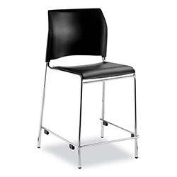 National Public Seating Cafetorium Counter Height Stool, Padded, Supports 300lb, 24 in Seat Height, Black Seat/Back, Chrome Base