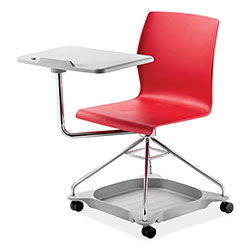 National Public Seating CoGo Mobile Tablet Chair, Supports Up to 440 lb, 18.75 in Seat Height, Red Seat/Back, Chrome Frame
