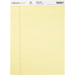 Nature Saver Recycled Legal Rule Pad, Legal Rule, 8 1/2"x11 3/4", Canary