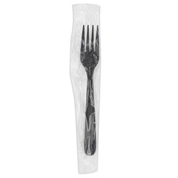 Netchoice Heavy Weight Polypropylene Black Fork Individually Wrapped, Case of 1000