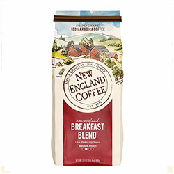 New England Coffee Ground Breakfast Blend Coffee, Medium, 24 oz, 4/Carton