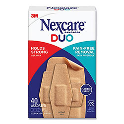 Nexcare DUO Bandages, Plastic, Assorted Sizes, 40/Pack