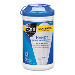 Nice-Pak Hands Instant Sanitizing Wipes, 7 1/2 x 5, 300/Canister, 6/CT (NICP92084)