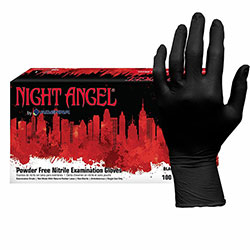 Night Angel Nitrile Powder Free Exam Glove, Large Size, 100/Box, 4 mil Thickness, 9.40 in Glove Length