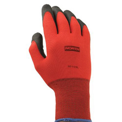 North Safety Products NorthFlex Red™ NF11 Foam PVC Fingers/Palm Coated Gloves, Medium, Red