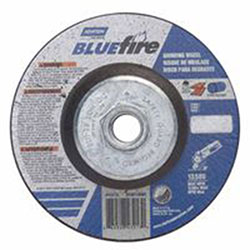 Norton BlueFire Type 27 Depressed Center Wheel, 4-1/2 in dia, 1/4 in Thick, 5/8 in Arbor, 24 Grit