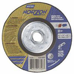Norton Type 27 NorZon+ Depressed Center Wheel, 4 .5 in Dia, 1/4 in Thick, 5/8 in Arbor, 10/PK
