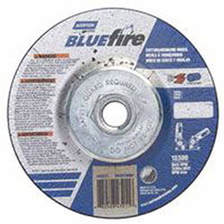Norton Bluefire Type 27 Depressed Center Wheel, 4-1/2 in dia, 1/8 in Thick, 5/8 in Arbor, 24 Grit, Zirconia Blend