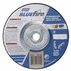 Norton Bluefire Type 27 Depressed Center Wheel, 5 in dia, 1/8 in Thick, 5/8 Arbor, 24 Grit, Zirconia/Aluminum Oxide