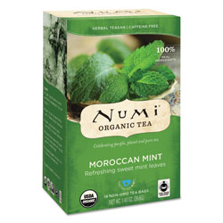 Numi Organic Teas and Teasans, 1.4 oz, Moroccan Mint, 18/Box