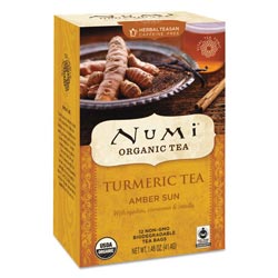 Numi Turmeric Tea, Amber Sun, 1.46 oz Bag, 12/Box