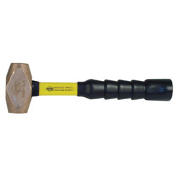 Nupla Classic Nuplaglas® Non-Sparking Brass Hammer, 1.5 lb Head, 12 in Fiberglass Handle, Super Grip