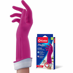 O Cedar Playtex Living Gloves, Large Size, Pink, 2/Pair, 14 in Glove Length