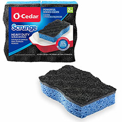 O Cedar Scrunge Heavy-Duty Scrub Sponge, 4.2 in Width x 2.6 in Depth x 7.5 in Length, 2/Pack, Cellulose, Multi, Blue, Black