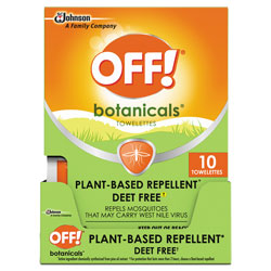 OFF! Botanicals Insect Repellant, Box, 10 Wipes/Pack, 8 Packs/Carton