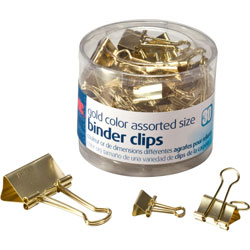 Officemate Binder Clips, Assorted Sizes, Gold