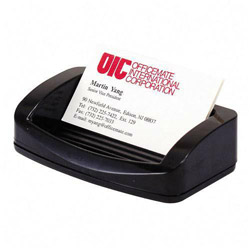 Officemate Business Card/Clip Holder, 4 3/4"x2 3/4"x1 3/8", Black