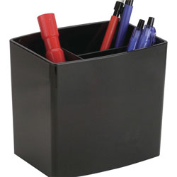 Officemate Pencil Holder, Large, 3 Compartments, 5 in x 3-3/4 in x 4-1/2 in, Black