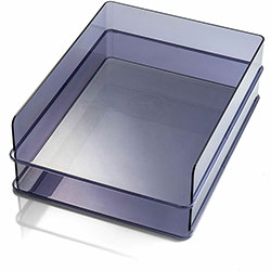 Officemate Stackable Letter Trays, 2 Pack, 2.8 in Height x 12.8 in Width x 10.2 in Depth, Translucent Gray, Plastic, 2 Pack